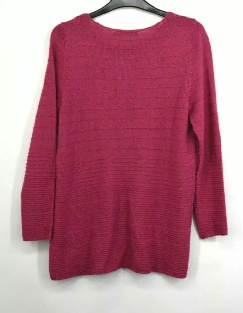 Nic + Zoe Womens Pink Cross Stitch Sweater Hi Lo Hem Cotton Blend 2