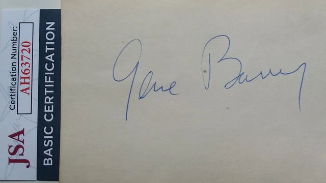 GENE BARRY- "Bat Masterson" and "Burke's Law"-Actor SIGNED 3x5 Card COA- JSA
