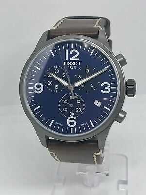 New Tissot Chronograph Steel Men's Watch Swiss Made 45mm T116617A Blue Dial