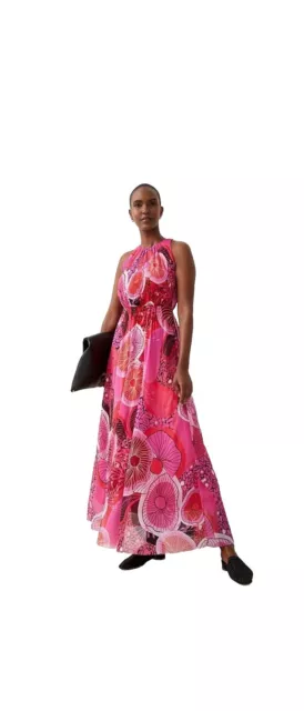 FUZZI JohnPaul Gaultier Tulle Mesh Abstract MaxiDress Passion Red Pink NWT $675