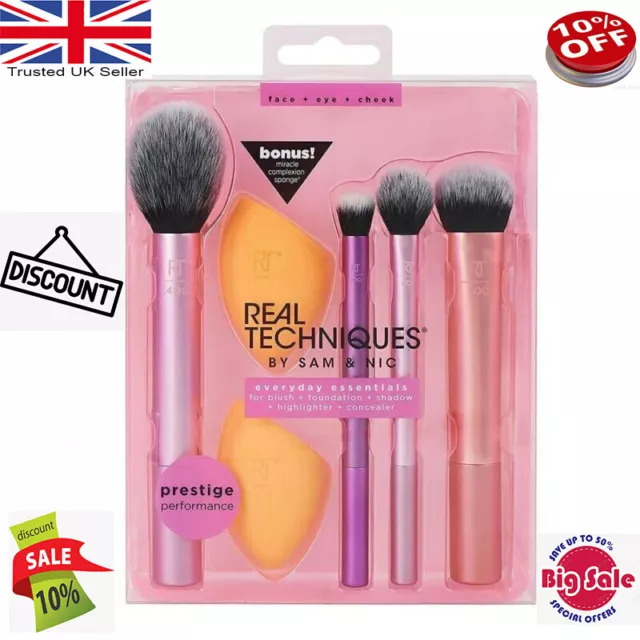 New Real Techniques Makeup Brushes Set Foundation Smooth Blender Sponges Puff