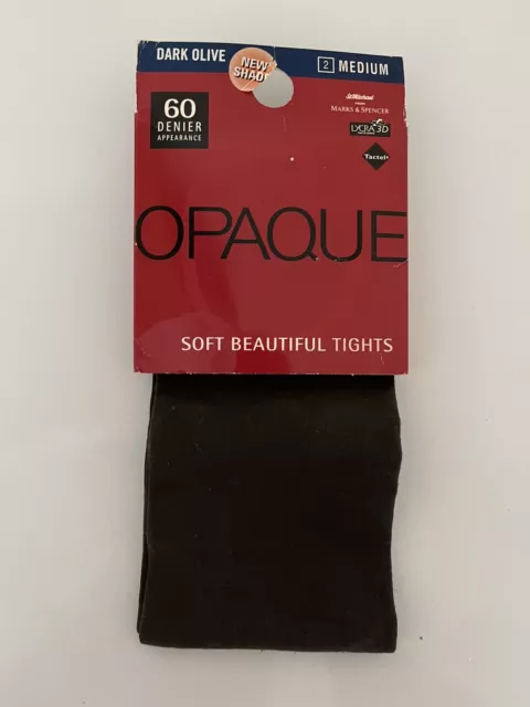 St Michael/ Marks Spencer Dark Olive Opaque 60 Denier Med Tights New Free Post