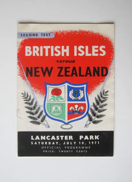 1971 British Lions Rugby Programm:2nd Test v New Zealand All Blacks Christchurch