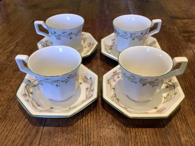 JOHNSON BROTHERS ETERNAL BEAU 4 x TEA CUPS AND SAUCERS. EXCELLENT CONDITION