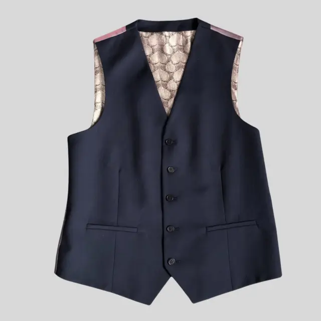 Ted Baker Elevated Waistcoat Mens 42 Wool Blend Blue Vest Wedding Suit Business