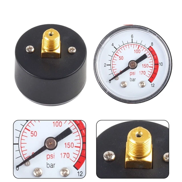 Manomètre Compresseur 0-170 PSI - Cadran Facile à Lire - Filetage Mâle - Pour Air Comprimé - Noir/blanc