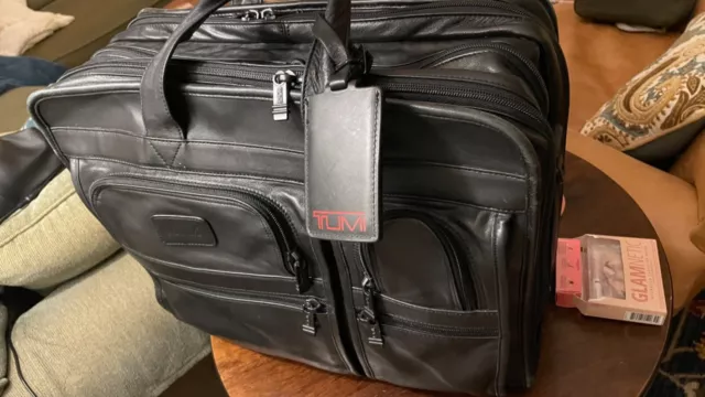 Tumi black nappa leather briefcase