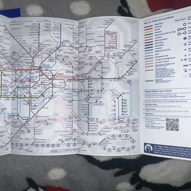 LONDON UNDERGROUND TUBE Map December 2023 TFL Travel Disability 
