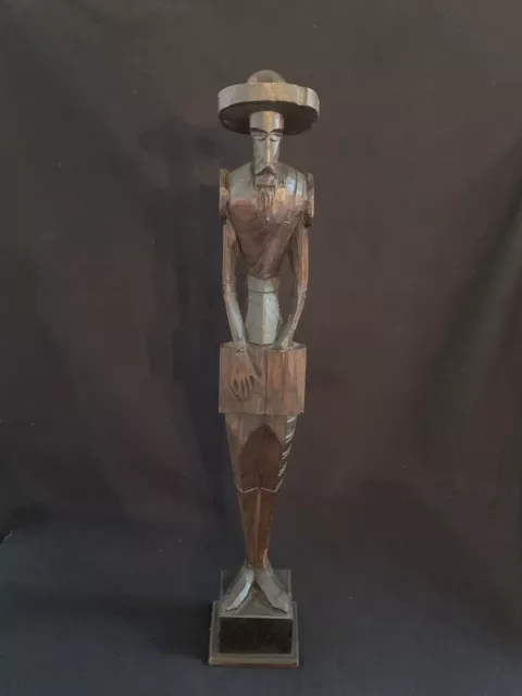 VTG MCM Hand Carved Wood Don Quixote Statue Figurine Sculpture 16.25", Mexico