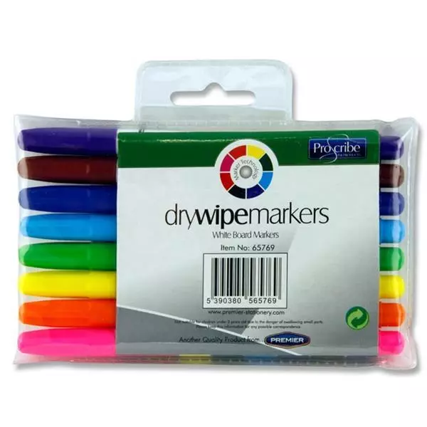 White Board Markers Dry Wipe Write Erase Pens Office School Home 8 Colour Pack