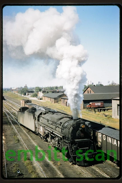 Original Slide, PRR Pennsylvania 2-10-4 Steam Locomotive #6496, Ohio 1957