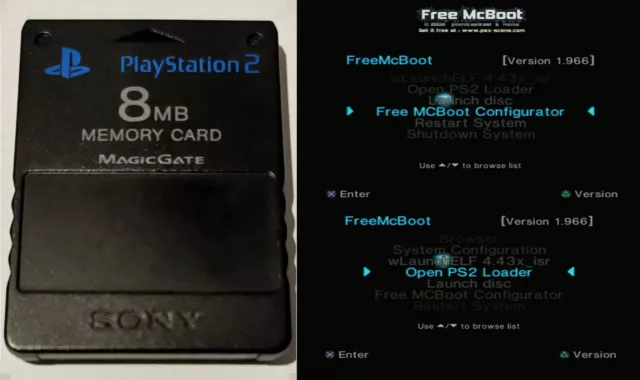 Official Sony Black PlayStation 2 PS2 8MB Memory Card Free McBoot FMCB v1.966