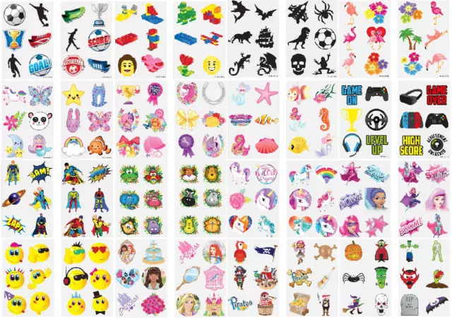 24 Kids Temporary Tattoos Birthday Party Fillers Boys Girls Loot Bag Filler Toys