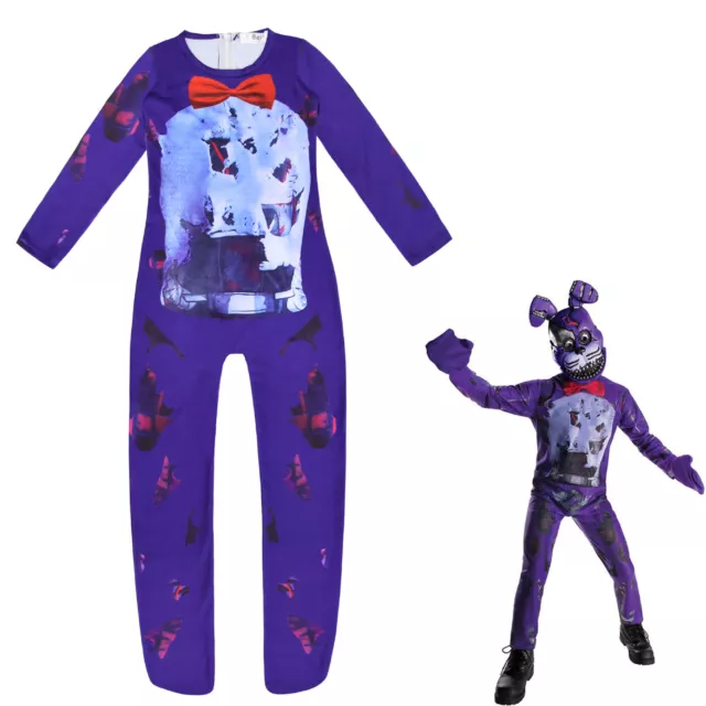 Halloween Kid Sundrop Fnaf Toy Bear Cosplay Costume Bodysuit Jumpsuit Mask Glove
