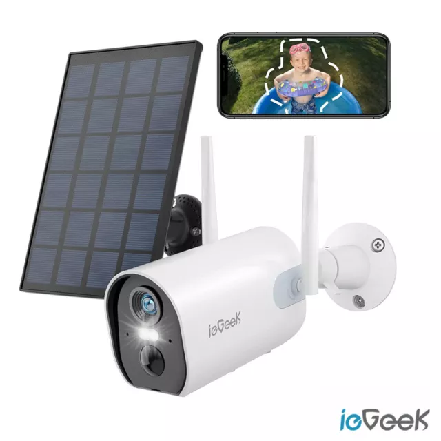 ieGeek Camera Surveillance WiFi Exterieure sans Fil 2K Vision Nocturne Couleur