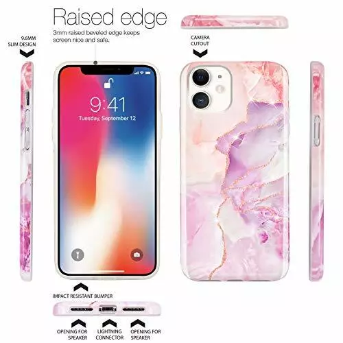 NEUF étui iPhone 11 paillettes dorées brillantes marbre slim résistant aux chocs pare-chocs pare-chocs TPU 3