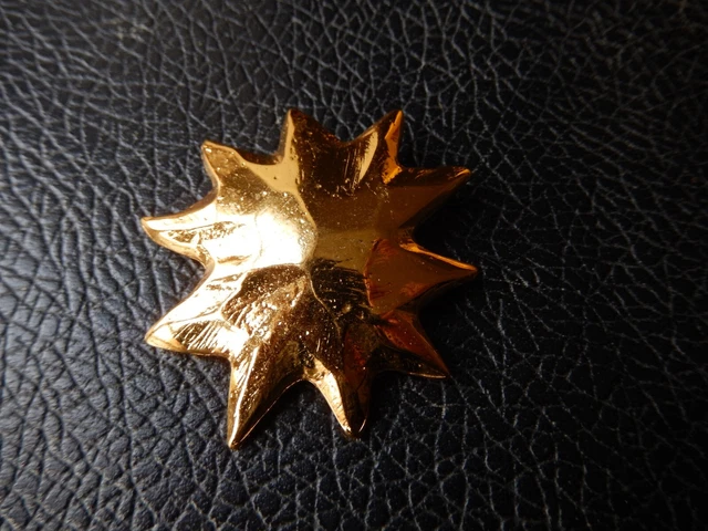 Broche Vintage Signée Estelle Bijoux Paris - Cabochon Résine Doré - Très Bon état - Occasion