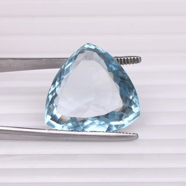 Bague En Or 18 Carats Avec Aigue-marine Naturelle 12.21 Carats - Taille 8, Certifiée, Occasion