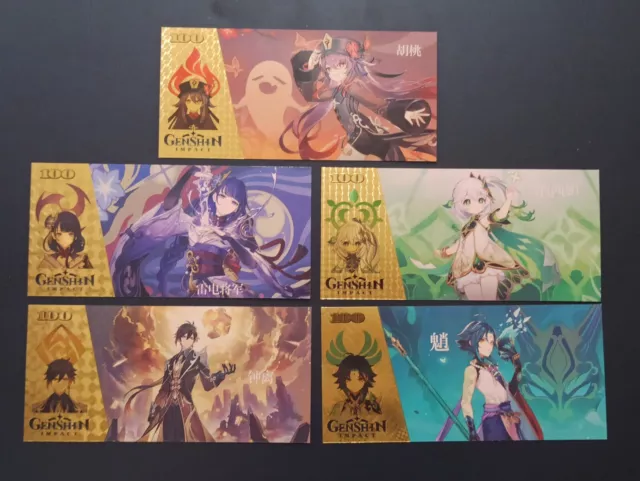 Lot de 5 Billets 10000 Genshin Impact Manga Anime Artbook Lumine Aether Kazuha