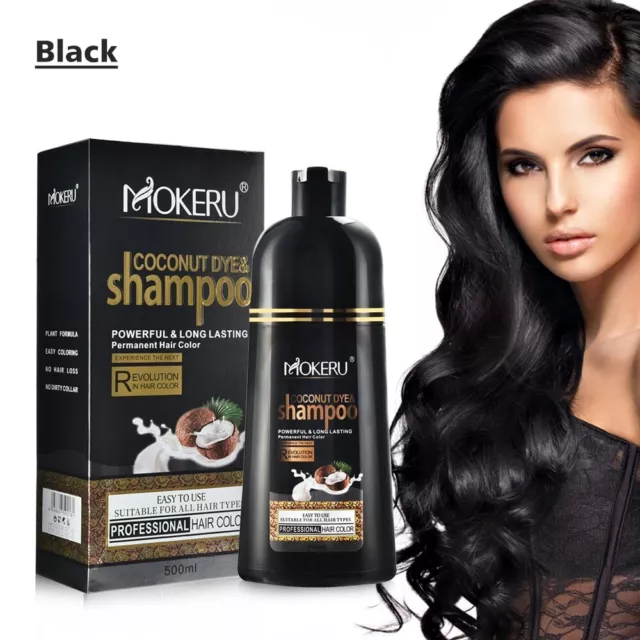 Mokeru Hair Dye Shampoo Natural Organic 5 Fast Permanent Black Dying coconut oil