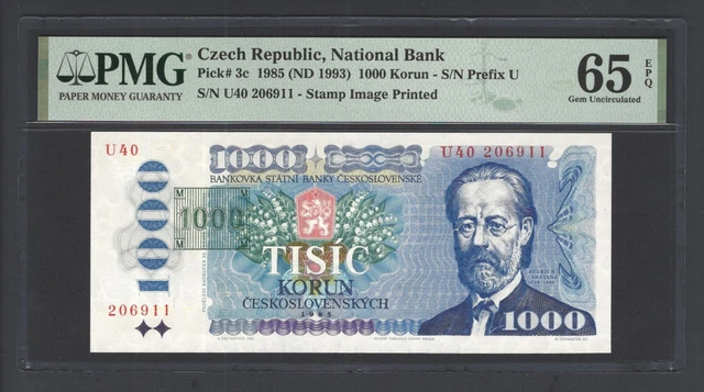 Czech Republic 1000 Korun 1985 (ND 1993) P3c Uncirculated Grade 65