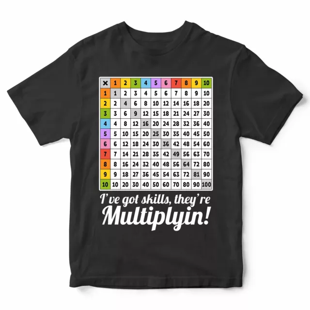 Maths Times Tables Grid Learning T Shirt Funny Multiplication School Teacher Fun