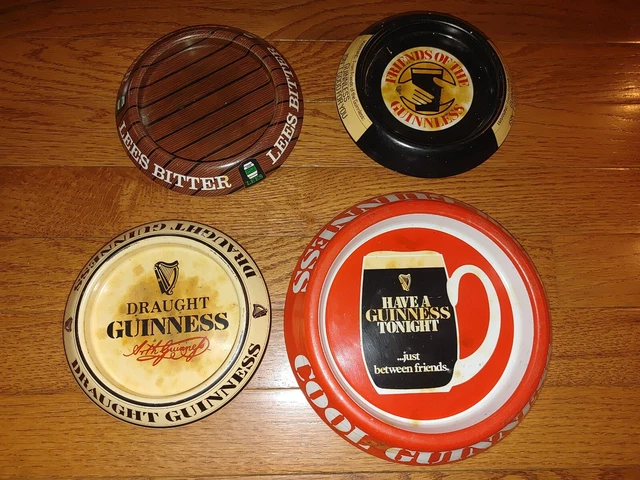 (4) Vtg Item Lot Of 3 Guiness Beer Ashtrays And One  1828 Lees Bitter Ashtray