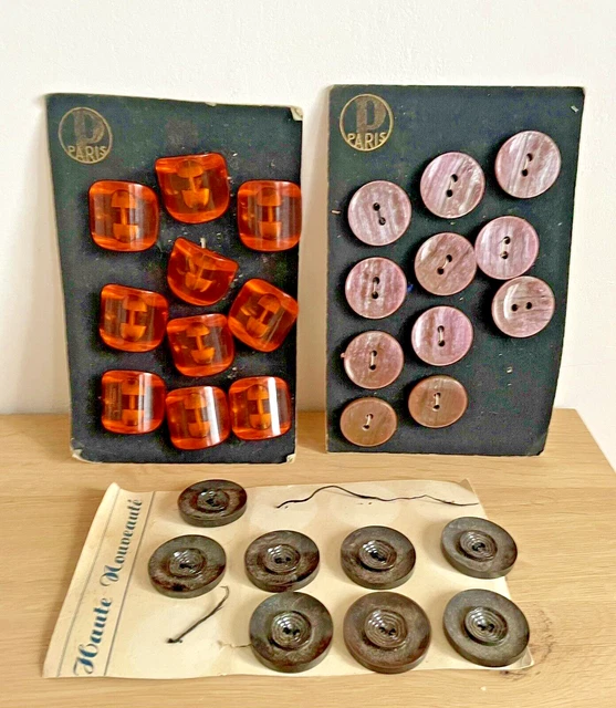 Lot de gros Boutons de Mercerie Anciens et de Couleur Et Formes Differentes