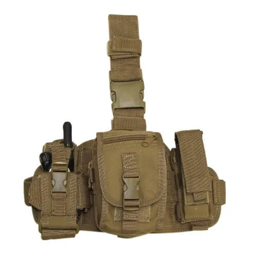 Condor - Utility Drop Leg Thigh Rig - Radio & Flashlight Pouches - Tan - #MA25