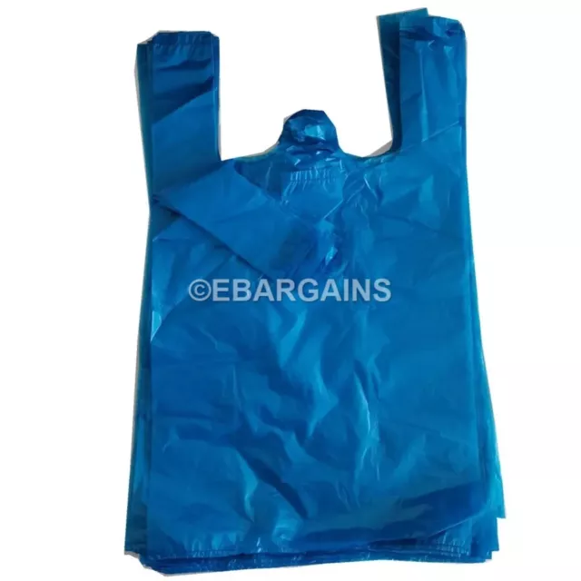 Plastic Vest Carrier Bags Blue All Sizes Supermarkets Stall Shops Strong 3