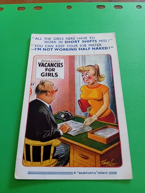 BAMFORTH COMIC POSTCARD 1434 Brown Triangle Busty Lady Job Interview Half Naked £3.99 - PicClick UK