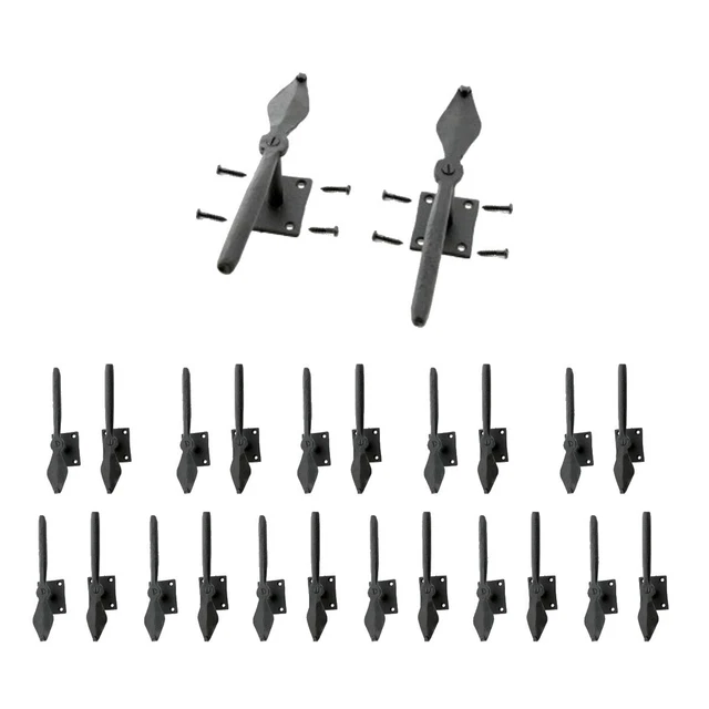 12 Piece Black Shutter Dogs Iron Pair Spoon Shaped Wood Mount Renovators Supply