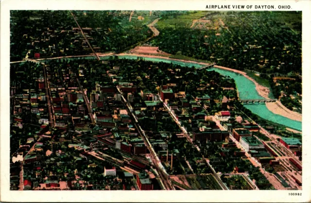 Airplane Aerial View of Dayton Ohio OH UNP Unused WB Postcard E12