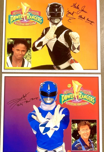 POWER RANGERS OFFICIAL Fan Club Photos Black Ranger & Blue Ranger EUR
