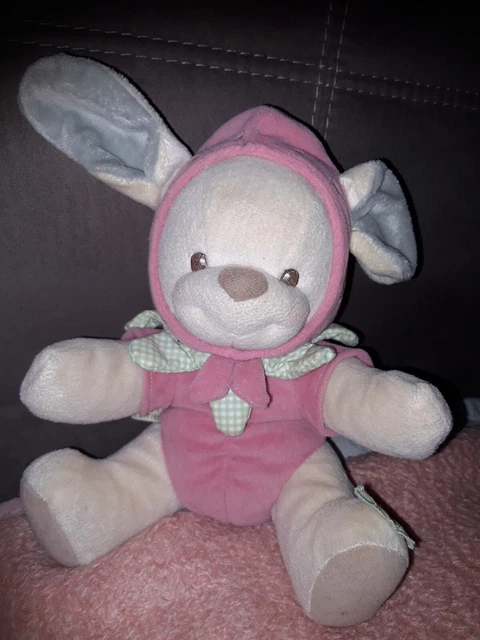 DOUDOU PELUCHE FISHER PRICE OURS DEGUISE EN FRAISE ROSE NATURE  24Cm