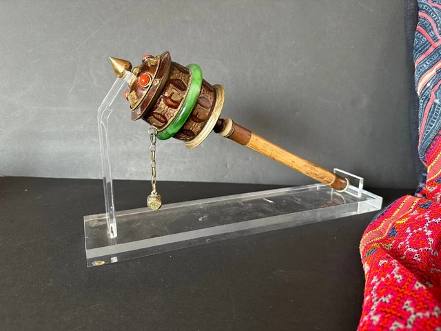 Old Tibetan Prayer Wheel on Display Stand …beautiful collection and display piec