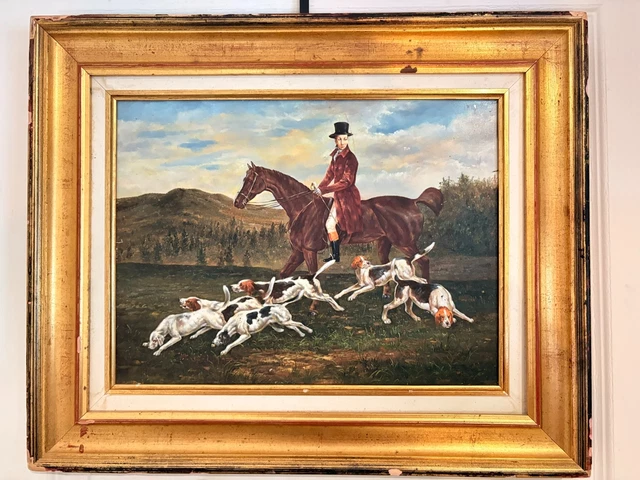 Cadre En Bois Ancien Avec Affiche Chasse Et Fusil – Déco Vintage France