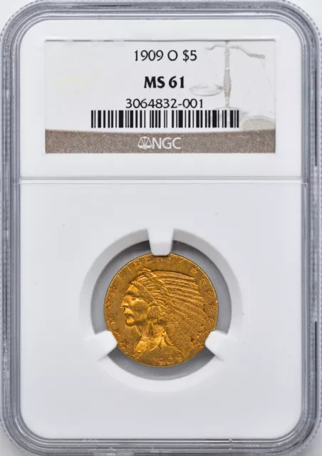 1909-O Indian Head $5 Ngc Ms 61