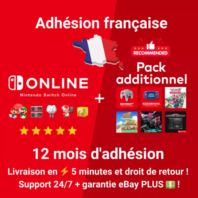 🔥 Nintendo Switch Online + Pack additionnel 🔥 12 Mois ❗ Langue : Français ❗