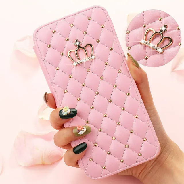 Bling Crown Flip Leather Wallet Case Cover for iPhone 12 Pro 11 Pro XR XS Max X
