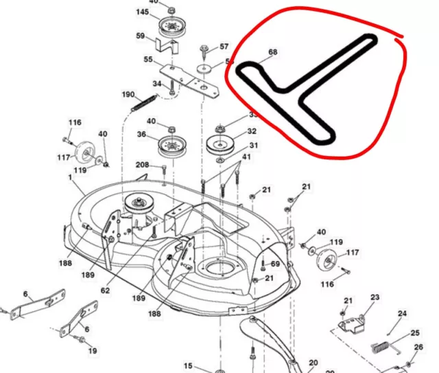 Cortador Cubierta Correa Para 107cm Husqvarna YTH170 YTH180 YTH200 YTH210 180260