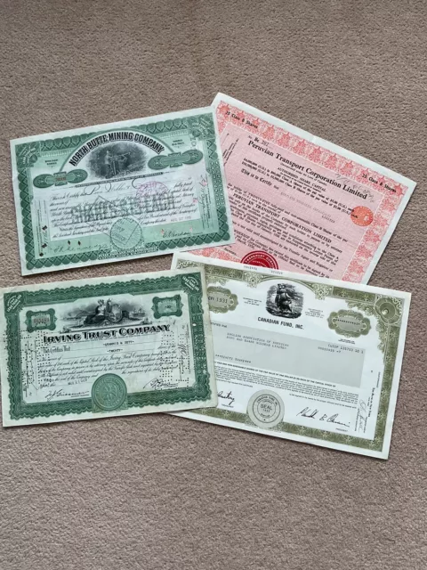 4 Nice Share Certificates In Great Condition