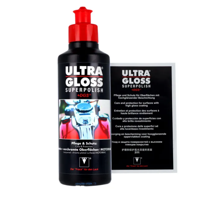 Lucidatura Moto Ultra Gloss Superpolish 250ml per Vernice + Superfici Cromate