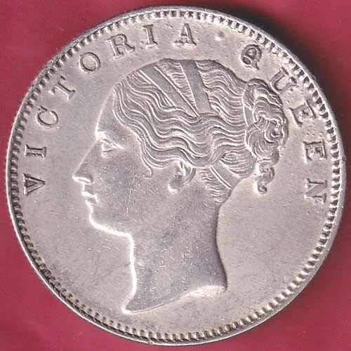 East India Company 1840 Continuous Legend Victoria Queen 1 Rupee Silver Coin#A63