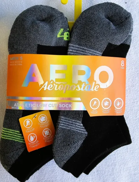 AEROPOSTALE 8 PACK Mens Athletic Low Cut Socks Shoe size 6-12   EIGHT PACK