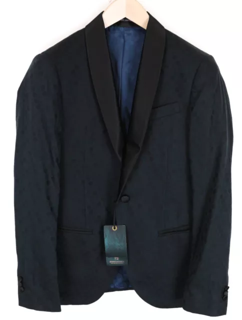 Scotch & Soda Ams Couture Uomo Giacca S Tux Blu Misto Cotone Pois con Motivo