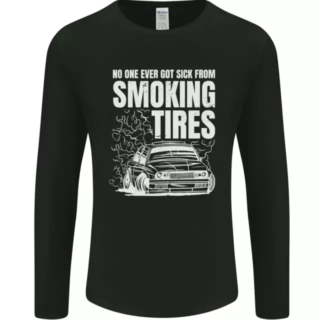 Burning Tires Coche Drifting Manga Larga para Hombre Camiseta