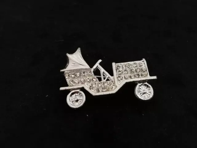 broche  ancienne vintage en argent plaqué pierre en cristal