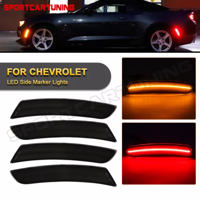 4x LED Side Marker Lights Front&Rear For 2016-2023 Chevy Camaro SS LT LS ZL1 RS