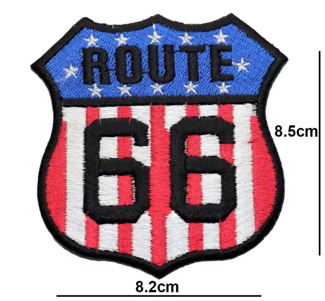 Route 66 American Flag Embroidered  Patch Iron or Sew On Badge applique logo